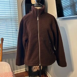Calvin Klein - Brown Teddy Fleece Zip-Front Jacket